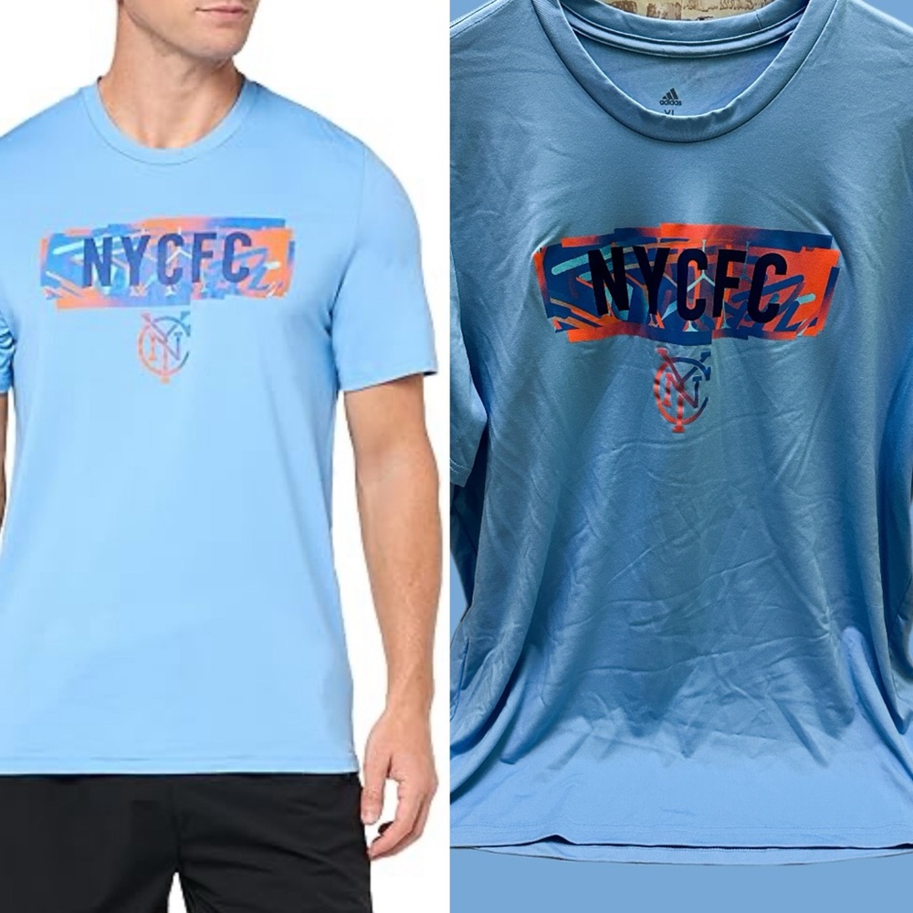 Adidas NYCFC Sky Blue Graphic Tee XL